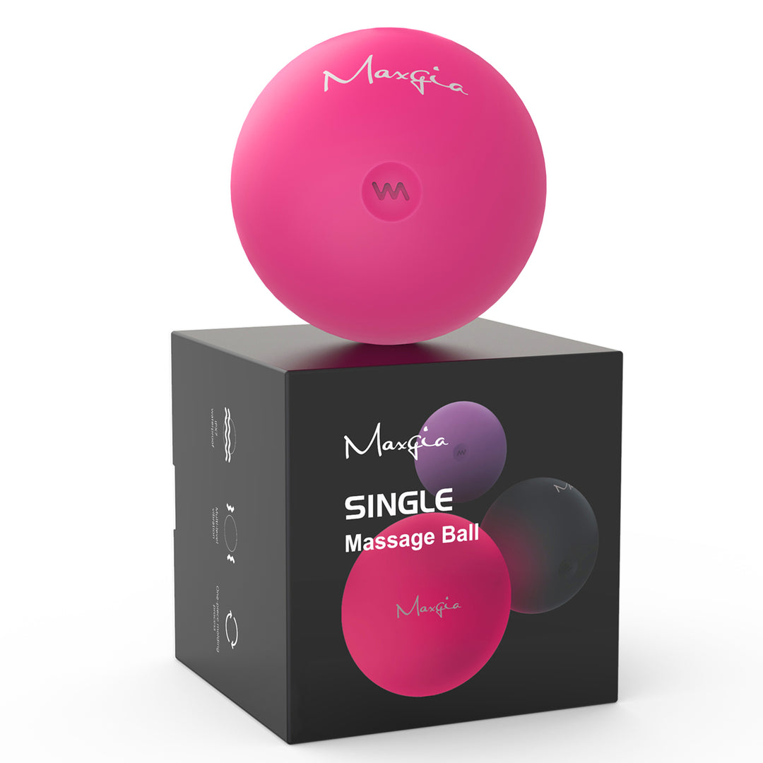 Bola de masaje vibratoria Maxgia de 5 velocidades, bola giratoria, roja