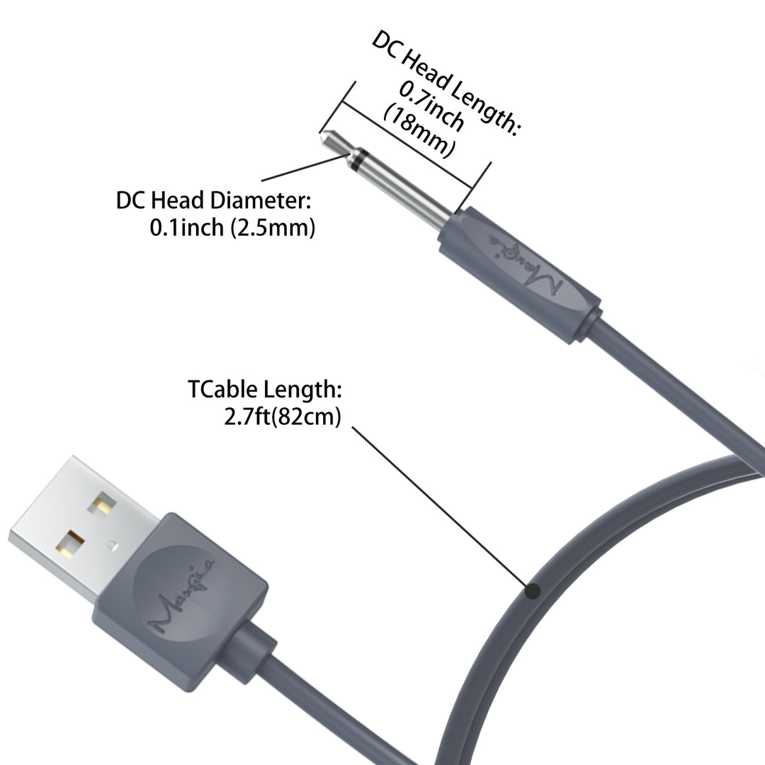 Maxgia USB Charging Cable - 2.5mm DC Charger Cord - 82cm