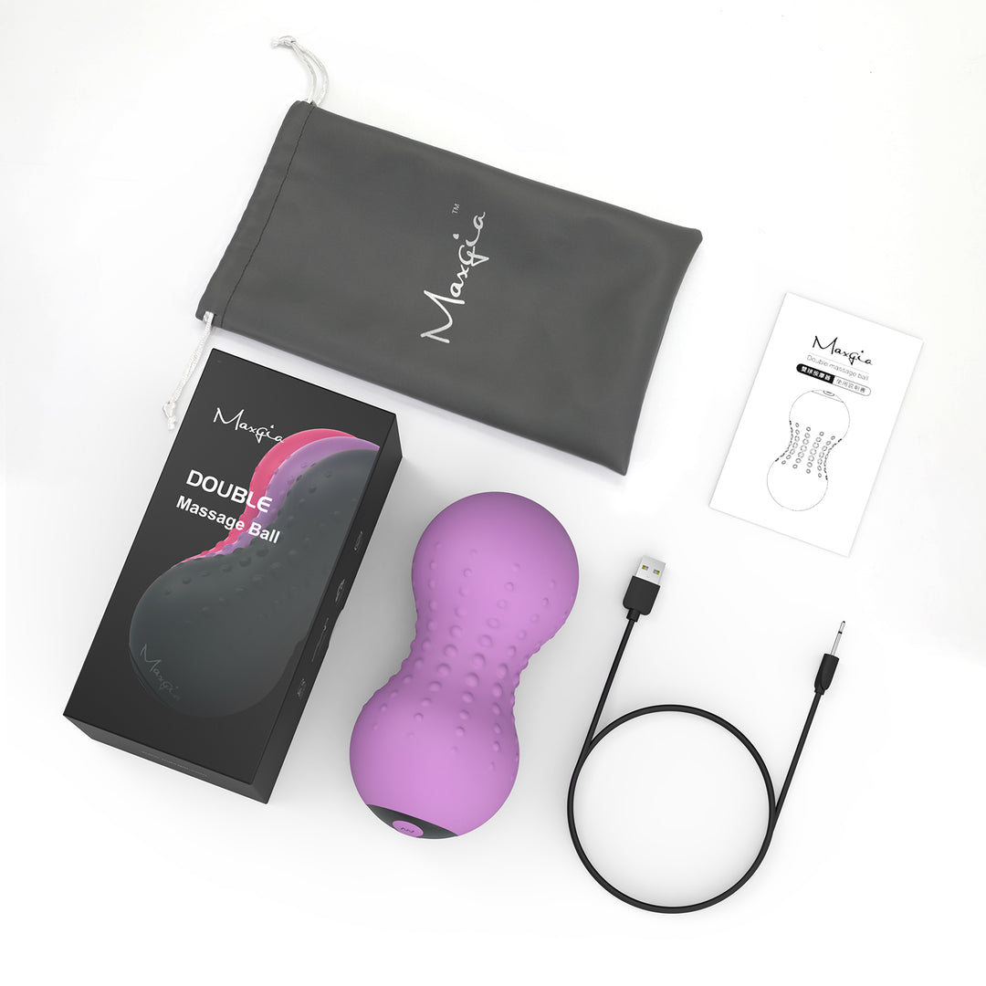 Maxgia Balle de massage électrique, balle simple et balle double, violet (2 articles)