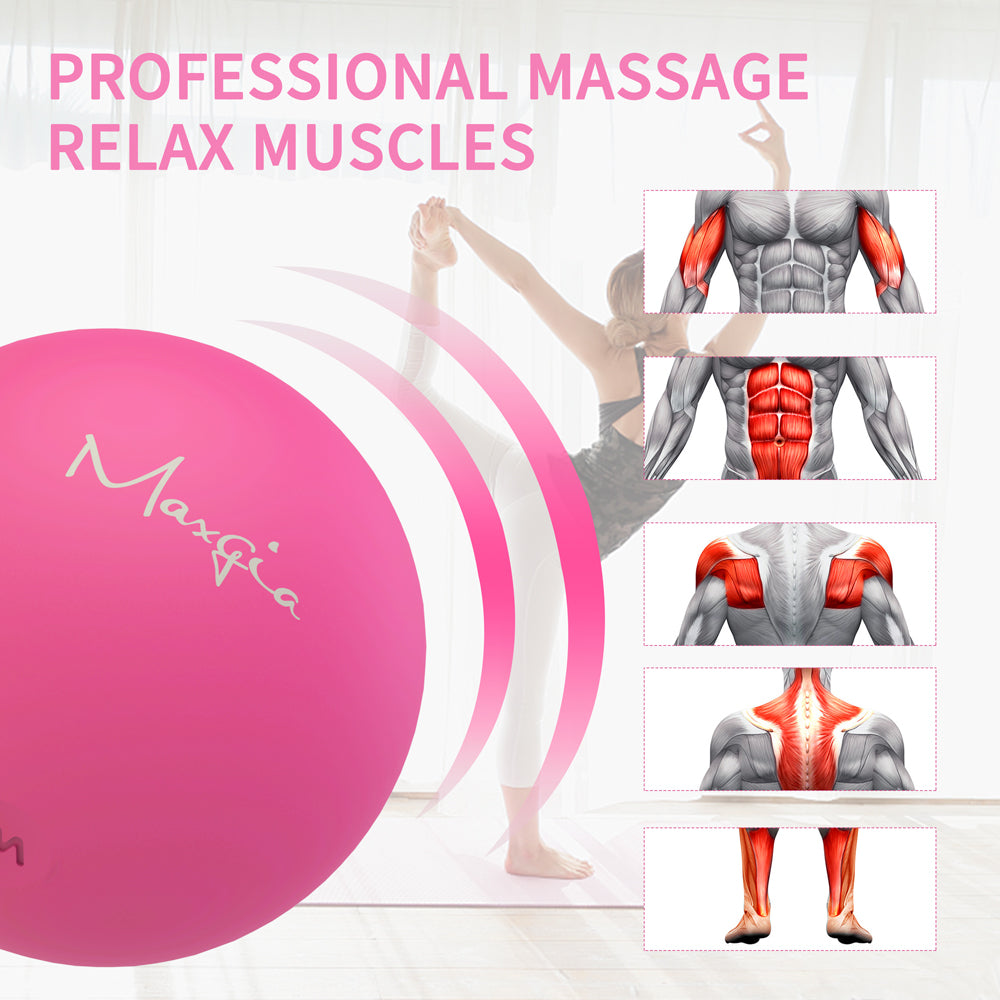 Maxgia Vibrierender Massageball mit 5 Geschwindigkeiten, Rollenball, Rot