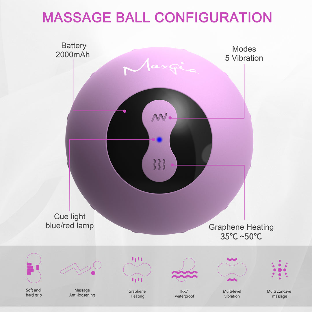Maxgia Boule de massage chauffante, boule de cacahuète, violet