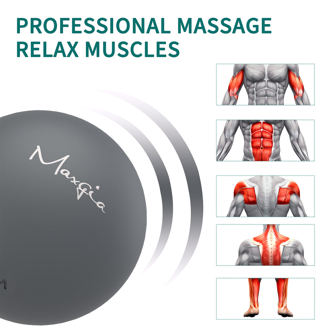 Maxgia Vibrierender Massageball mit 5 Geschwindigkeiten, Rollenball, grau