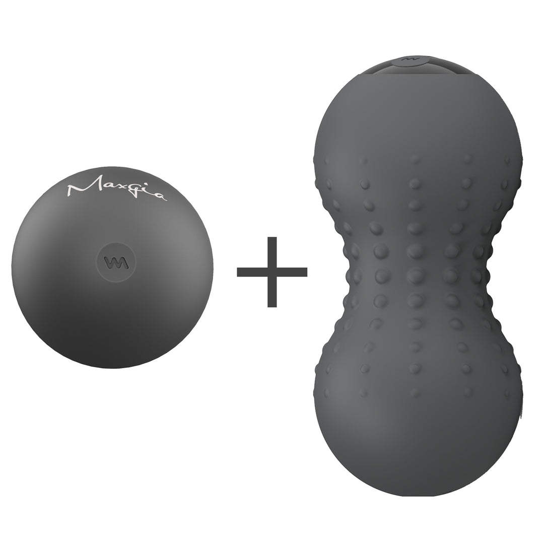 Bola de masaje eléctrica Maxgia, bola simple y bola doble, gris (2 artículos)