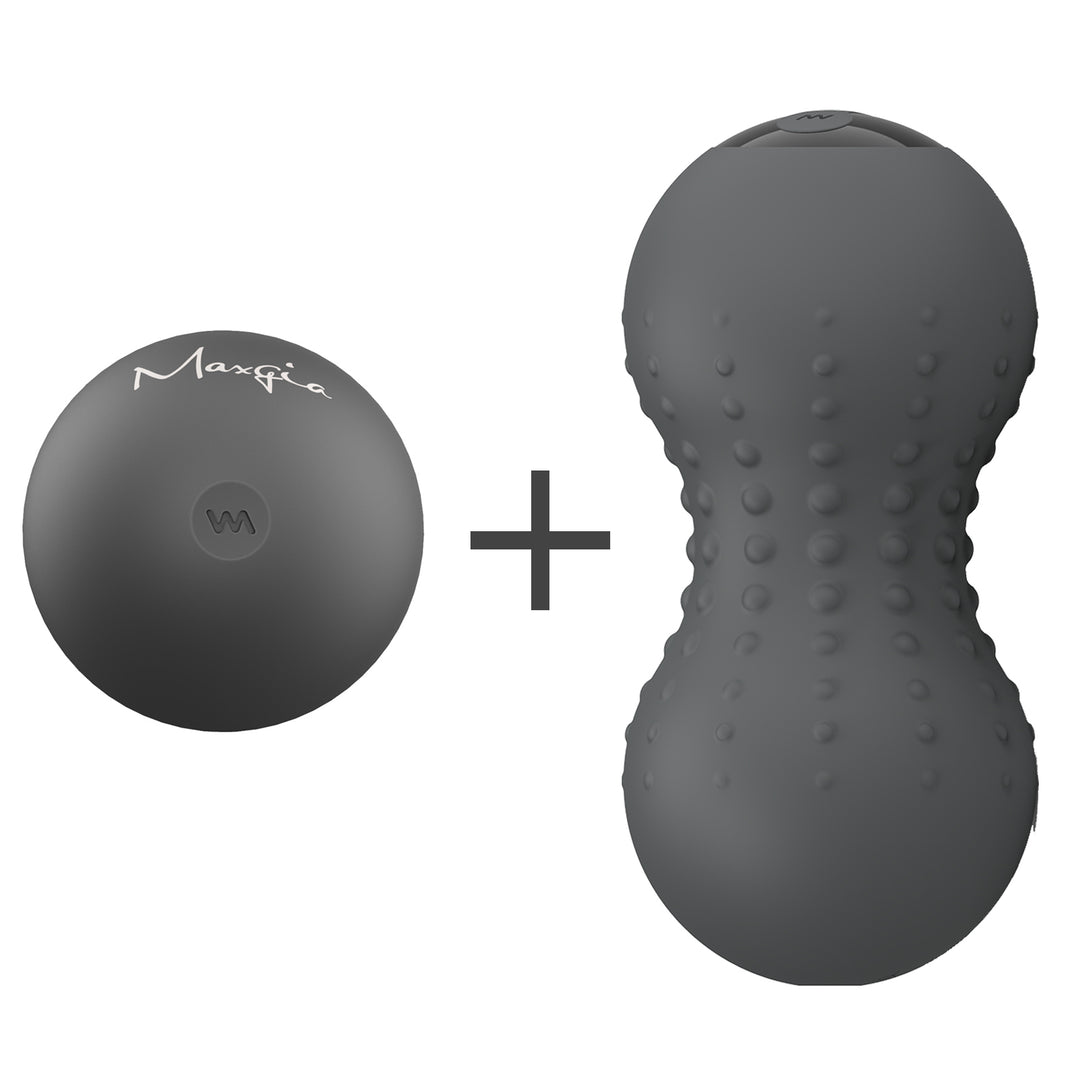 Maxgia Elektrischer Massageball, Einzelball und Doppelball, grau (2 Stück)