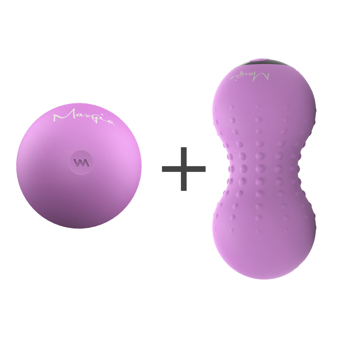 Bola de masaje eléctrica Maxgia, bola simple y bola doble, púrpura (2 artículos)