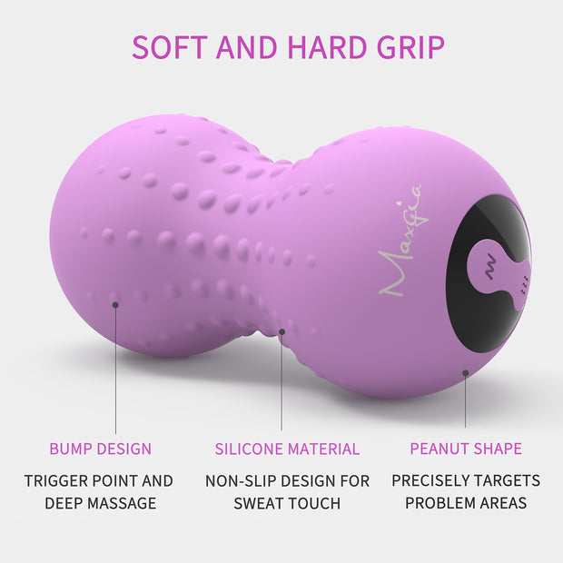 Maxgia Double Massage Ball, Heating Peanut Roller With 5 Vibrations, Purple
