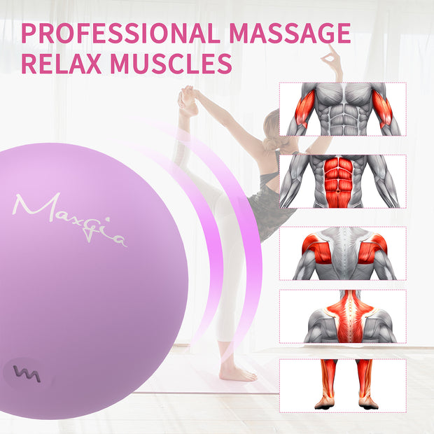 Maxgia Single Massage Ball, 3" Vibrating Massage Roller Ball with 5 Vibrations, Purple