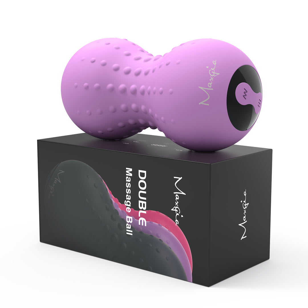 Bola de masaje eléctrica Maxgia, bola simple y bola doble, púrpura (2 artículos)