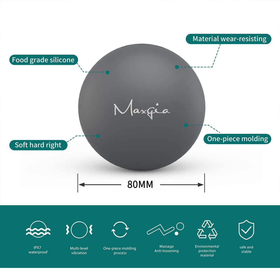 Bola de masaje vibratoria Maxgia de 5 velocidades, bola giratoria, gris 