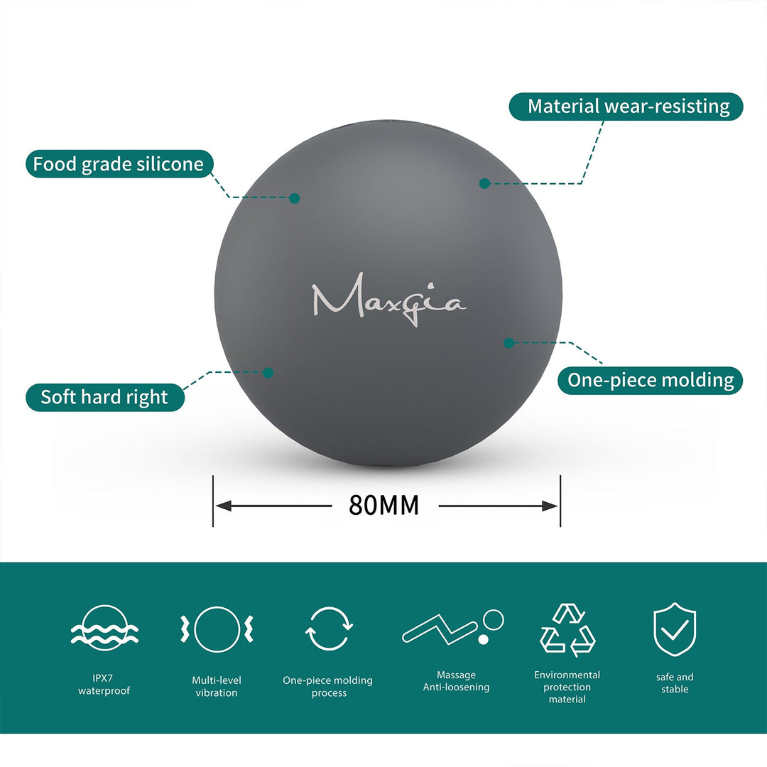 Bola de masaje eléctrica Maxgia, bola única, juego de 3 colores (gris, púrpura, rojo)