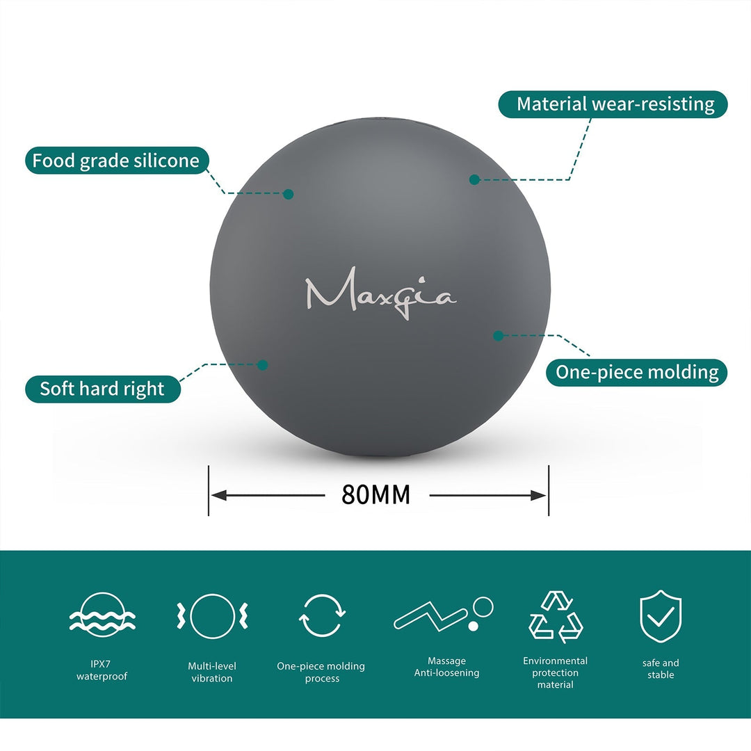 Maxgia Elektrischer Massageball, Einzelball und Doppelball, grau (2 Stück)